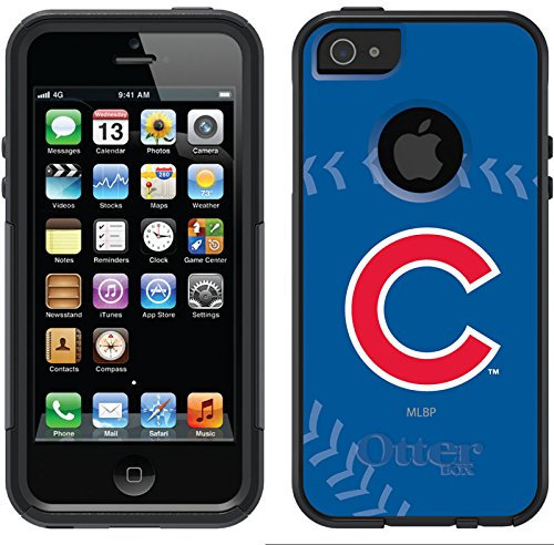 Chicago Cubs - stitch design on a Black OtterBox Commuter Series Case for iPhone 5s / 5