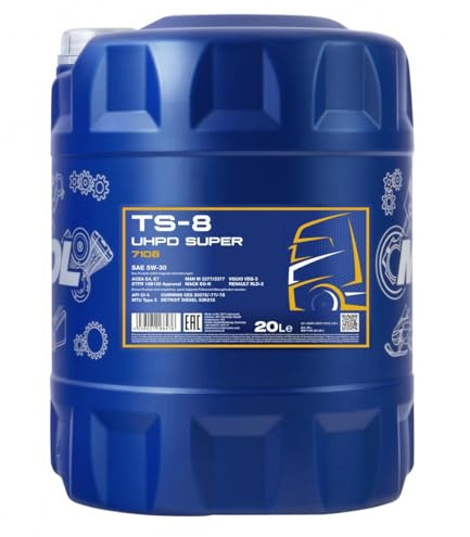 MANNOL 7108 TS-8 UHPD 5W-30 Motoröl synthetisch LKW Diesel, 20L | Erfüllt ACEA E4/E7 und API CI-4, für Euro I-V Nutzfahrzeug-Dieselmotoren mit Turbo, schützt vor Verschleiß und Korrosion