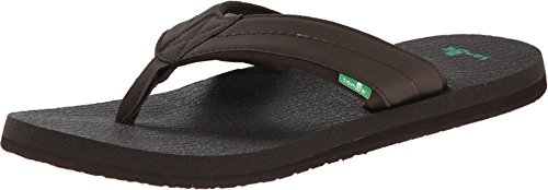 Sanuk Beer Cozy 2 Herren-Flip-Flops, Strandsandalen, stützend und leicht, Memory-Schaum-Fußbett, Dunkelbraun, 44 EU