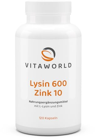 Vita World L-Lysin 600mg + Zink 120 Vegi Kapseln Apotheker-Herstellung