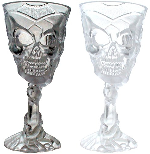 Spassprofi 2 x Totenkopf Kelch Horrorkelch Totenkopfkelch für Halloween, Dekoration