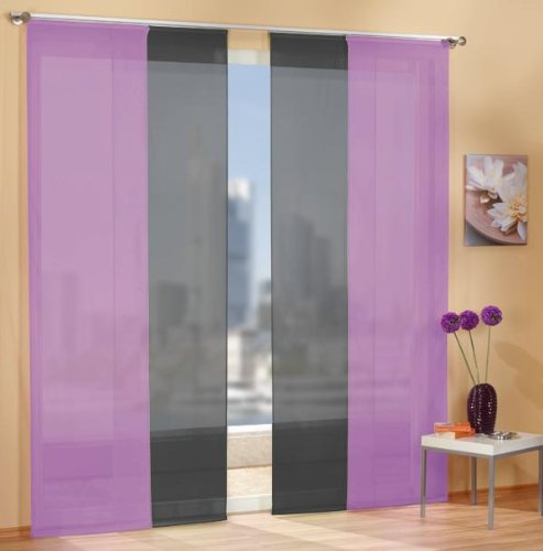 Gardinen Set, 2 x Flächenvorhang Schiebegardine mit Zubehör, 245x60, Flieder, 2 x Flächenvorhang Schiebegardine mit Zubehör, 245x60, Schwarz, 8558985589