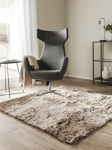 benuta Nest Hochflorteppich Whisper - Hellbraun 150x150 cm - Kuschelig Weicher Teppich für Schlaf- und Wohnzimmer - Pflegeleicht - Fußbodenheizung Geeignet