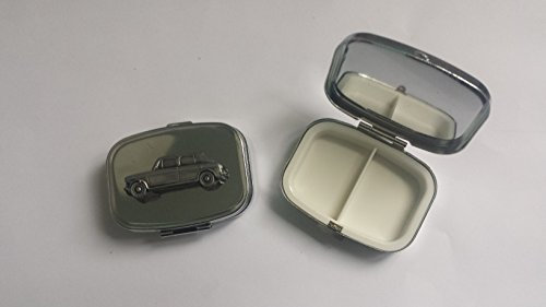 Wolseley 1300 (BMC) Reise-Pillendose, Metall, rechteckig, Emblem mit Zinn-Effekt, versilbert, ref307