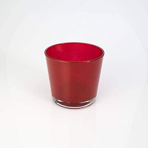 innaGLAS INNA-Glas Petit Vase - Porte-Bougie Alena en Verre, Rouge, 10,5cm, Ø 11,5cm - Mini Vase en Verre - Photophore Rond