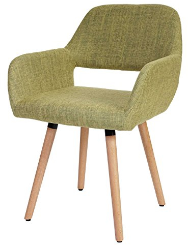 Mendler Esszimmerstuhl HWC-A50 II, Stuhl Küchenstuhl, Retro 50er Jahre Design - Textil, hellgrün, helle Beine