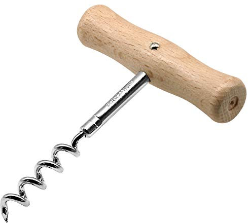 Fackelmann Korkenzieher, Weinöffner in schlichtem Design, hochwertiger Korkenheber mit Holzgriff (Farbe: Silber/Braun), Menge: 1 Stück