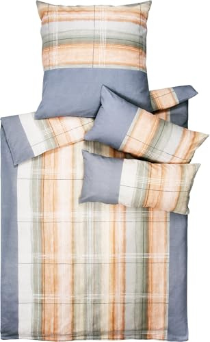 Dyckhoff Bettwäsche Weichfrottier grau-apricot Größe 1x 135x200 cm + 1x 40x80 cm
