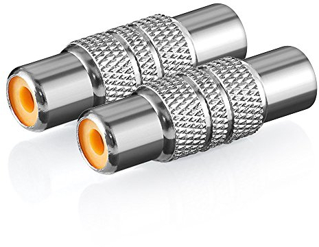 deleyCON 2X Cinch Hembra - Adaptador de Video y Audio - RCA Hembra a RCA Hembra (2X Cinch Hembra) - Metal - Plateado