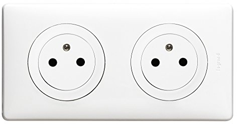 LEGRAND - Prise Electrique Double avec Plaque + Boîte à Encastrer Céliane Surface - Prise Affleurante avec Socle Rétractable - Fabriqué En France - Blanc