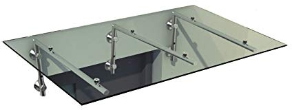 BuyLando-Shop Vordach Glasvordach Türvordach Verbundsicherheitsglas Klarglas VSG Edelstahl (250x90cm (3x L-Halterung))