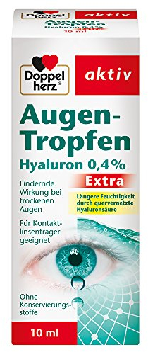 Doppelherz Augen-Tropfen Extra Hyaluron 0,4 % / Feuchtigkeitsspendende Augentropfen mit lindernder Wirkung bei trockenen & gereizten Augen / 1 x 10 ml
