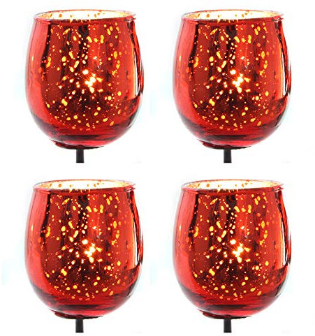 4-TLG. Set Teelichtgläser für Gestecke mit 7 cm langem Metallpick Gesteckteelichthalter Adventskranzstecker