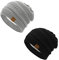 Durio Mütze Damen Winter Strickmütze Grobstrick Warme Beanie mit Innenfutter Schwarz u. Hellgrau