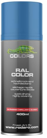 COLORS Sprühlack - 400ml Spraydose - Sprühfarbe für alle Oberflächen, Innen und Aussenbereich, Tolle Deckkraft | RAL5015 - Himmelblau Glanz