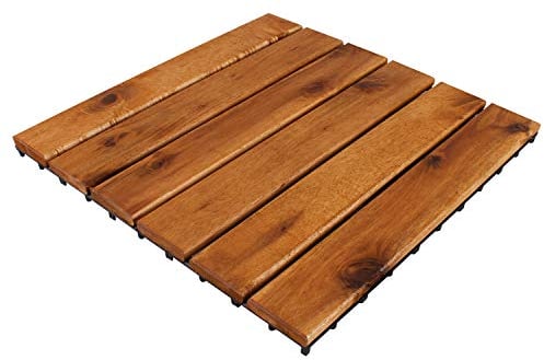 Piastrella in legno, legno di acacia, certificato FSC®, piastrelle da 30 x 30 cm, sistema a incastro ritagliabile individualmente, modello 2024