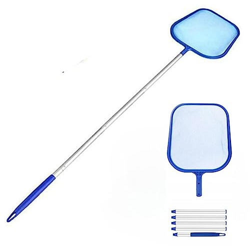 Eidoct Pool Skimmer, Swimming Pool Leaf Skimmer Hand Net with Telescopic Pole, Pool Net with 5 Sections Detachable Pole, for Cleaning Small Swimming Pools, Hot Tubs, Spas