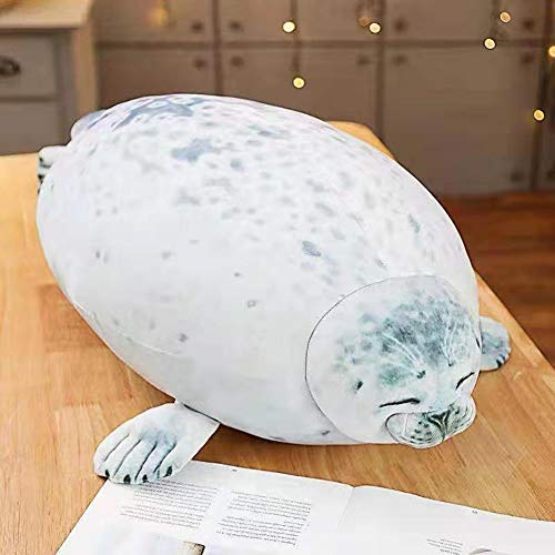 Robbe Kuscheltier 40cm, Meerestier Plüsch Kissen Stofftier Baumwolle Plüschtier Ozean Tier Kissen Gefülltes Siegel Kissen Dekokissen Umarmungskissen Spielzeug für Kinder Jungen Mädchen Geschenk