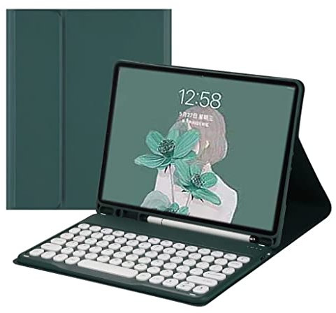 QIYIBOCASE Keyboard Case for iPad 10.2 9th Gen/8th Gen/7th Gen/Pro10.5/Air3, Cute Round Keys Detachable Magnets Keyboard Case with Pencil Holder, Teal