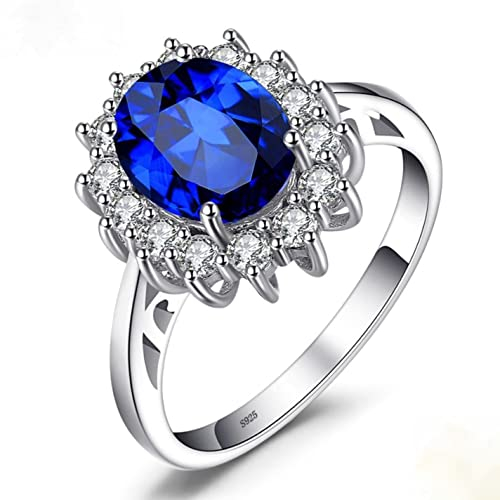 Erstellt Blauer Saphir-Verlobungsring für Frauen Kate Middleton Crown 925 Sterling Silber Ring