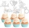 SYKYCTCY 36 Pack He Asked She Said Yes Cupcake Toppers Glitter Love Heart I do Ring Bridal Shower Cake Food Picks Decorations for Wedding Engagement Theme Party Supplies Silver