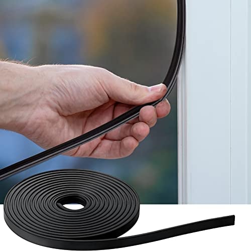 Zhengmy Thicken Shower Door Magnetic Strip Replacement, Black Rubber Magnet Seal Strip for Framed and Semi Frameless Swinging Glass Doors, 3/8 x 4/25 in (1 Roll, 98 Inch)