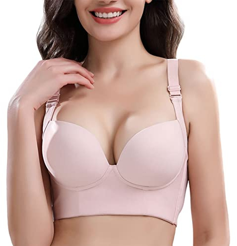 VALINK Deep Cup Bra Hides Back Fat Bras for Women, Full Back Coverage Bra Sports Comfortable Bras Everyday Underwear Solid Color