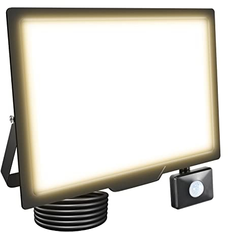 Willpower 150W 15000LM LED Strahler Außen mit Bewegungsmelder LED Scheinwerfer 3500K Warmweiß IP66 Wasserdicht LED Außenstrahler Fluter Flutlicht für Garage Flur Garten Innenhöfe Hotel Sportplatz