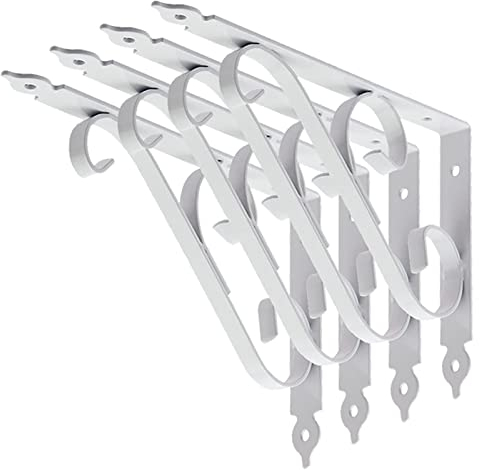4 Stück Regalwinkel Metall, Vintage Regalträger, Wandwinkel Regalhalterung, Rechtwinklig Regalstütze Hängende Halterungen mit Schrauben für Garten (Size:25.5x40cm/10x15.7in,Color:Weiß)