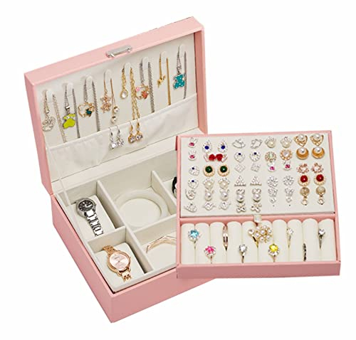 Yohencin Schmuckkästchen Schmuckaufbewahrung Mädchen, Aufbewahrungsbox für Schmuck Halskette Ohrringe Armbänder Ringe Reise Schmuckaufbewahrung (Rosa)