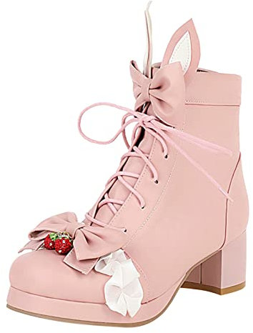 Stivali Pioggia Gomma Alti Scarpe da Donna Tinta Unita Punta Tacco Medio Tacco Spesso Stivali Larghi con Fibbia Stivali Neri Giardini