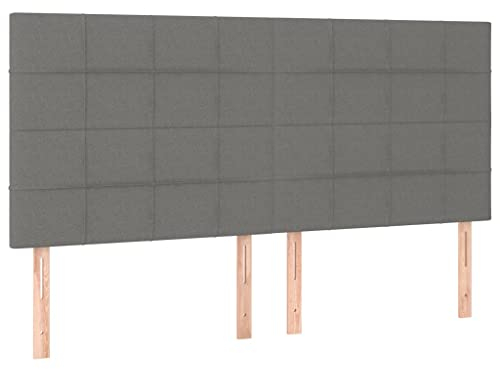 vidaXL Kopfteil, Bettkopfteil mit Holzbeinen, Höhenverstellbar Polsterkopfteil für Bett, Betthaupt Bettzubehör Schlafzimmer, Dunkelgrau 200x5x118/128 cm Stoff