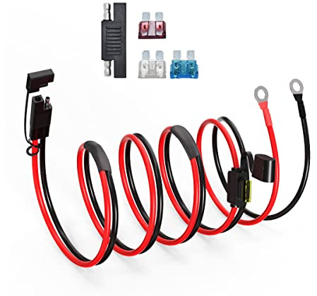 ELFCULB SAE to O Ring Terminal Cable 12AWG 10FT for Motorcycle and RV