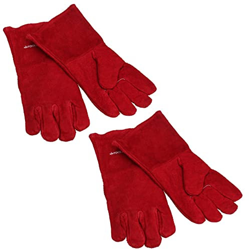 AB Tools Fireplace Heat Resistant Safety Gloves Gauntlets Log Wood Burner BBQ 2 Pairs