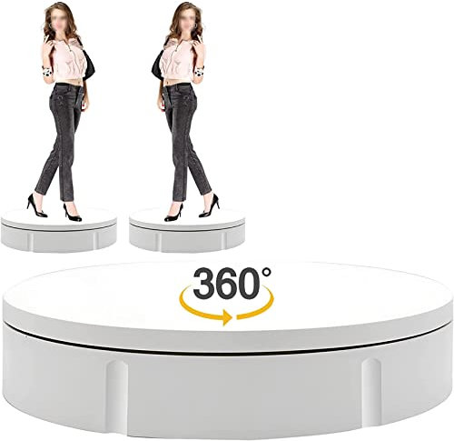 PRABOS Motorized Rotating Display Stand 360° Electric Turntable with 5 PVC Backgrounds, 330Lb Load for Display Heavy Duty Product
