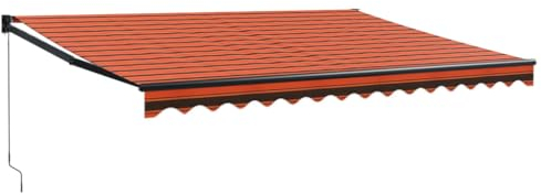 vidaXL Auvent rétractable Orange et Marron 4x3 m Tissu et Aluminium, auvent, auvent de Porte, auvent de Jardin, Store, auvent de terrasse