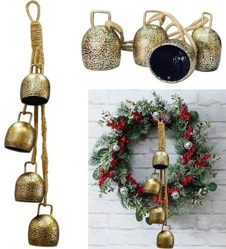 YXOTJHS Weihnachtsglocken für Dekoration, Gold Vintage Glocken, Messing Weihnachtsglocken für Tür Girlande Weihnachtsbaum - Geschenke für Frauen
