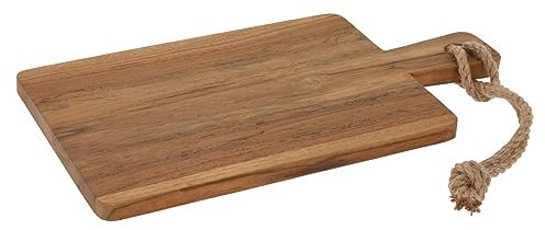 Tagliere in legno di teak con manico, 34 x 18 x 1,5 cm