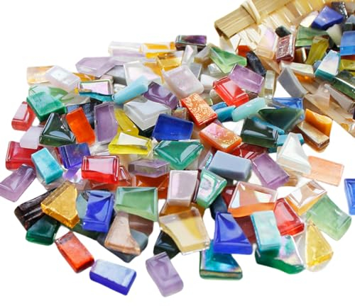 500g unregelmäßige Kristall-Mosaikfliesen,kleine Mosaikfliesen,Mosaiksteine Kristallhandwerk für Bastelarbeiten(Farbe)