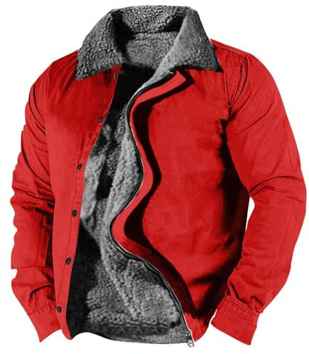 HSUAYEUD Atmungsaktive Jacken Herren,Snowboard Jacket Herren Wachs Jacke Herren Lila Blazer Herren Herren Regenjacke 5XL Herren Daunenjacke Weiß Fellweste Herren(M,Rot)