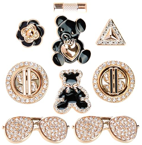 CityComfort Shoe Charms for Clogs Mixed Multipack Gold Silver Chains Bling Fashionable Shoe Decorations Gifts for Her (Gold)