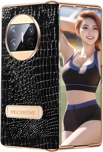 TECSHINE Scharnier Hüllen für Huawei Mate X3. Lederholster für Huawei Mate X 3 Faltdisplay Handyhülle. Einteilige Handy Case aus Leder