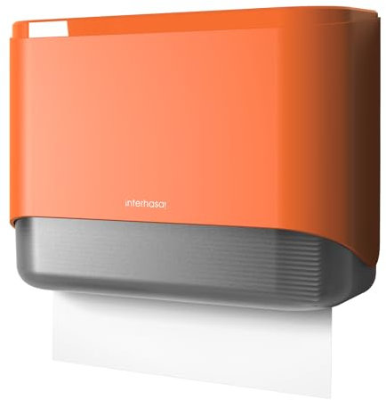 interhasa! Gewerblicher Papiertuchspender zur Wandmontage, Papiertuchhalter mit großer Kapazität für 200 Mehrfach-/Einfachgefaltete/C-Falz-Handtücher, Badezimmerpapierspender (orange)