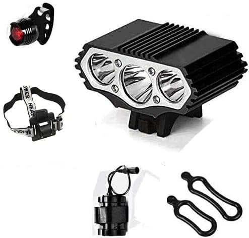 Bike Light,Super Bright Bicycle Light Frontlight 3 U2 rechargeable Bicycle lights (6000lm,3 LED,4 modes),headlight, head lamp with Waterproof Battery Pack & bike tail light