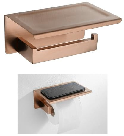 Accessori per il bagno in oro rosa spazzolato Accessori da bagno quadrati Porta carta igienica Porta asciugamani Barra porta accappatoio Porta asciugamani, porta carta più, 1