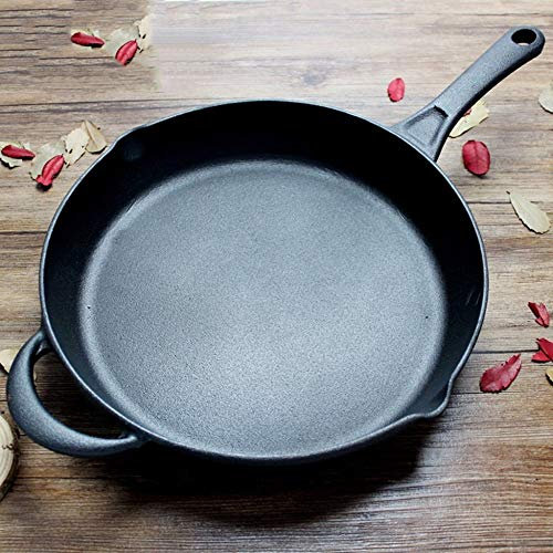 OQHAIR Sartén Antiadherente de Hierro Fundido, sartén Grande, Huevo Frito Grueso, salteado, Hierro de Cerdo, Cocina de inducción sin Recubrimiento, Gas de 30cm