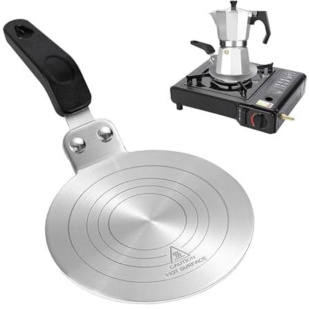 Universale Adattatore Induzione Moka 13cm, Disco Convertitore Adattatore Piastra Induzione, Piastra Adattatrice per Induzione/Moka, con Maniglia Ssolante dal Calore