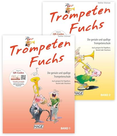 Trompetenfuchs 1 und 2: (Starterset) - mit Online QR Codes - Trompeten Fuchs Band 1 und 2 - ISBN 9783866260788/9783866260795 + Soundman Poliertuch für Trompete