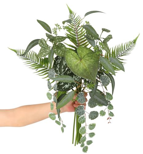 Veryhome Artificial Eucalyptus Stems Box Faux Greenery 10 PCS Mixed Bundle Fake Fern for Home, Weeding, Indoor and Outdoor Decor(Green)