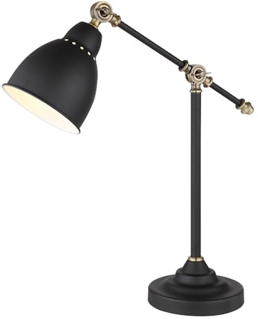 ARTE LAMP Schreibtischlampe Zeitgenössische Metall-Tischleuchte für Büro, Schwarz, E27, höhenverstellbar, 47 x 18 x 54 cm